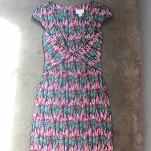 Zac Posen Silk Multi Color Abstract Dress Size 4